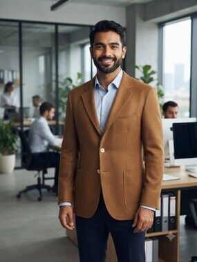 Ventimenta Italy Classic Design Tan Men's Blazer, Sporty/Professional Size 42